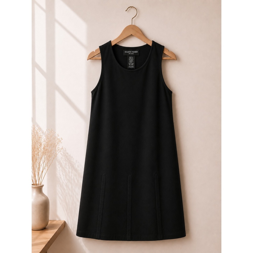 EILEEN FISHER Petite Dress Women's Shift Scoop Neck Viscose Stretch USA Size PM